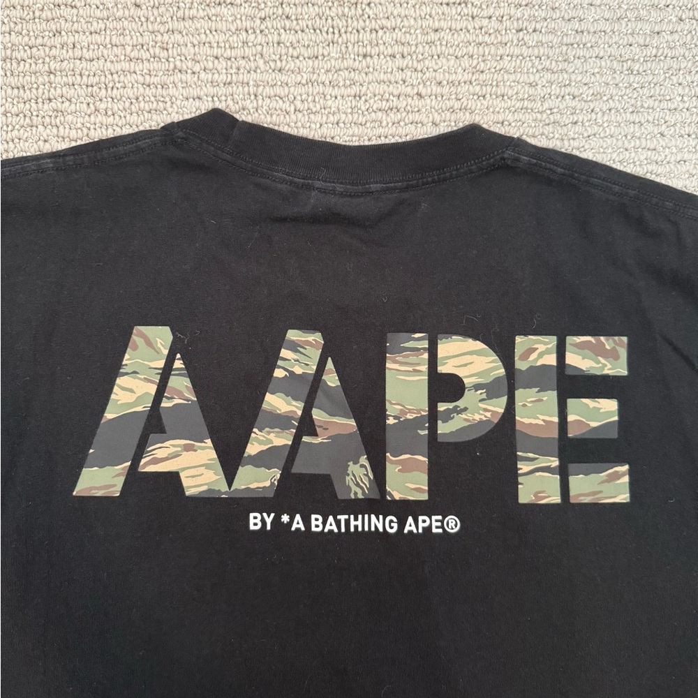 AAPE by A Bathing Ape Camo Logo Black T-Shirt (Size [XXL])